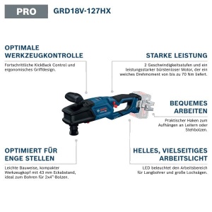 Masina de gaurit unghiulara Bosch GRD 18V-127 HX 18V Motor fara perii Control KickBack - Img 2