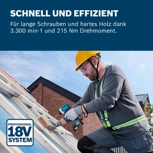Masina de insurubat Bosch Professional GDR 18V-215 18V 215 Nm 2 acumulatori 40Ah incarcator L-BOXX - Img 2