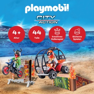 Masina de jucarie PLAYMOBIL Stunt Show 71808 cu motocicleta si accesorii - Img 3