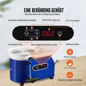 Masina de Modelat Ceramica VEVOR 450 W, Roda de 28 cm, cu Pedal si Accesorii - Img 4