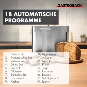 Masina de paine GASTROBACK Advance, 18 programe, inox, timer - Img 4