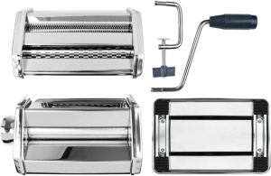 Masina de paste Fackelmann #easyprepare pentru paste delicioase - accesorii pentru foi de lasagna, tagliatelle si spaghete - inclusiv suport de masa si baza antiderapanta, alb/albastru-gri - Img 8