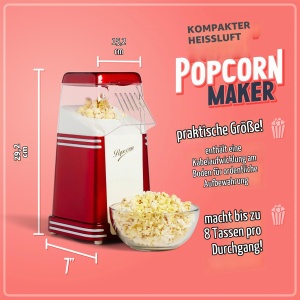 Masina de Popcorn Nostalgia RHP310, 1.9 Litri, Sanatos, Fara Ulei, Rosu Retro - Img 2