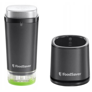Masina de sigilat in vid cu acumulator FoodSaver pentru sigilarea alimentelor cu statie de incarcare | Mini aparat de sigilat in vid cu 1 recipient pentru conservare si marinare si 5 aparate de sigilare in vid cu pastrare proaspata [VS1199X]