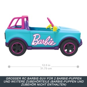 Masina de Teren RC Hot Wheels Barbie SUV, Capacitate 2 Papusi, Viteza 8.5 kmh - Img 3