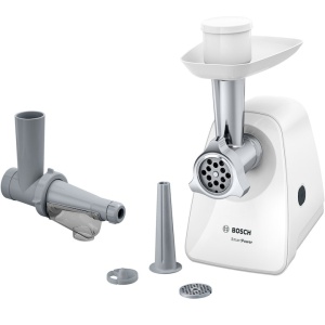 Masina de tocat Bosch MFW2515W, 1500W, 1.7 kg/ min, 2 site 3.8/ 8 mm, storcator rosii, alb - Img 1