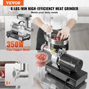 Masina de tocat carne electrica comerciala VEVOR 2,72 kg / min 350W, masina de tocat carne industriala cu lama si placa de macinare, masina de tocat carne multifunctionala din otel inoxidabil pentru bucatarie si restaurant - Img 2
