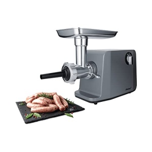 Masina de tocat carne electronica Steba, 3 discuri perforate (3, 5, 8 mm), deschidere mare de iesire cu 6,6 cm, cutit din otel inoxidabil de inalta calitate, 1200 wati, MG 3000Pro, otel inoxidabil/gri - Img 7