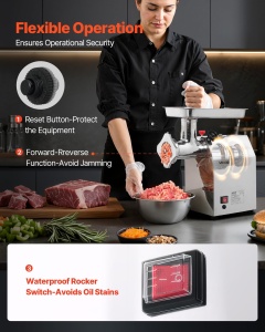 Masina de tocat carne VEVOR, 1100W, 4.2 kgmin, inox - Img 4
