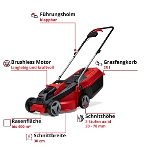 Masina de tuns iarba Einhell GE-CM 1830, acumulator 18V, 30cm, 25L - Img 3