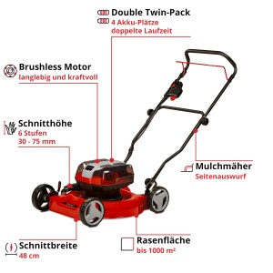 Masina de tuns iarba Einhell GE-CM 3648 Li M-Solo, 48 cm, motor brushless, pentru suprafete mari - Img 3