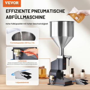 Masina de umplut lichide VEVOR 5-50ml, din otel inoxidabil, manuala, cu pedala - Img 2