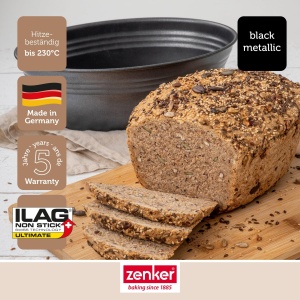 Matrita ovala pentru paine Zenker BLACK METALLIC, Matrita de copt pentru paine cu acoperire antiaderenta ranforsata ceramica, Matrita pentru tort din tabla de otel de inalta calitate, Matrita de copt pentru paine (culoare: negru), Cantitate: 1 bucata - Img 3
