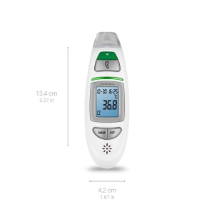 medisana TM 750 digital 6in1 termometru clinic Termometru pentru urechi pentru bebelusi, copii si adulti, termometru pentru frunte cu alarma vizuala de febra, functie de memorie si masurare a lichidelor, alb - Img 2