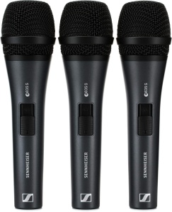 Microfon dinamic Sennheiser e 835-S, 3 bucati, cu intrerupator, negru
