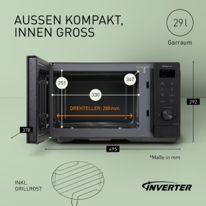 Microunde cu grill Panasonic NN-GD35QBEPG 1000W 29L negru design compact - Img 3