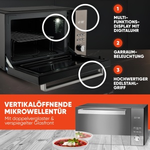Mikroonde ProfiCook PC-MWG 1204, 23L, 1000W, fara dretteller - Img 4