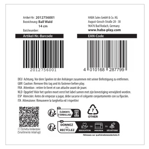 Minge pentru copii HABA Wald 14 cm, design animale, usoara, pentru interior si exterior - Img 6