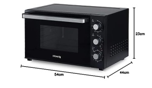 Mini cuptor electric H.Koenig 30L FO30 compact, de sine statator, multifunctional, puternic 1500W, programabil - 6 moduri, 230deg, temporizator 60 min, geam termopan cu usa de sticla, tava de copt antiaderenta - Img 7