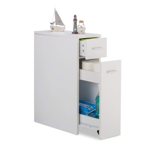 Mini dulap Relaxdays, 2 sertare, 61.5x20x45 cm, alb