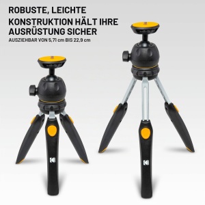 Mini-stativ KODAK PhotoGear 2-in-1 cu telecomanda, 22,9 cm, selfie stick, 360 rotire - Img 3