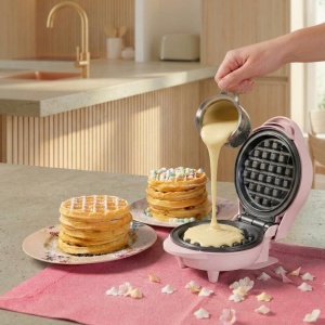 Mini Waffeleisen Bestron AMW500P, 550W, Antiaderent, Roz - Img 4