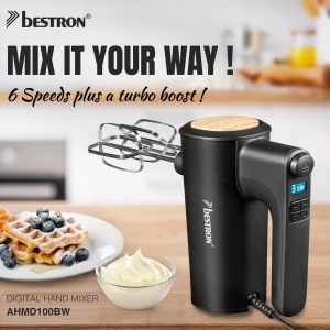 Mixer de mana Bestron AHMD100BW, 400W, 6 viteze, negrulemn - Img 2