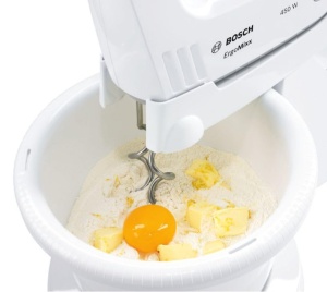 Mixer de mana Bosch MFQ36460, 450 W, cu bol rotativ si suport, alb - Img 2