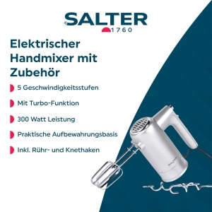 Mixer de mana Salter Aspen 300W Turbo Functie 5 viteze Argintiu - Img 2