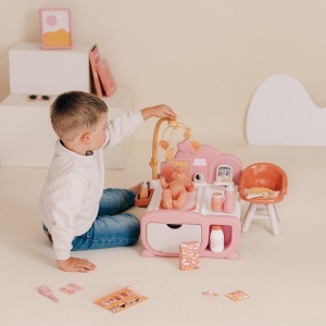 Mobilier pentru papusi Smoby Baby Nurse Cocoon 3-in-1 cu 16 accesorii, pentru papusi de pana la 42 cm - Img 4