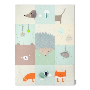 Momi Patchwork Sensorial VOLPI pentru Bebelusi si Copii 120x160 cm Pliabila cu Jucarii Integrate