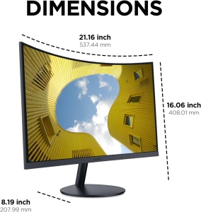 Monitor curbat KOORUI - Monitor de computer curbat FHD de 23,6 inchi, panou VA, 100Hz, curbura 1500R, reglare inclinare, ingrijire ochi, HDMI, monitor de gaming VGA, negru - Img 7