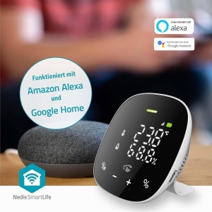 Monitor de calitate a aerului SmartLife Nedis - Wi-Fi, display LED, CO2, umiditate, temperatura, negru - Img 4