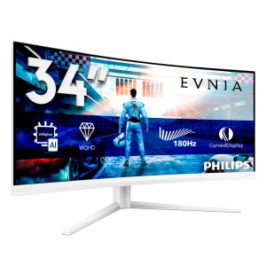 Monitor Gaming Curbat PHILIPS Evnia 34M2C5501A, 34 Zoll, WQHD, 180 Hz, Alb