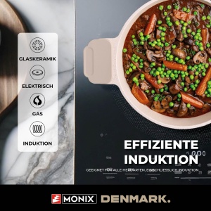 MONIX Danemarca | Set de vase de gatit din 10 piese, aluminiu turnat cu acoperire antiaderenta, potrivit pentru toate tipurile de aragaz, inclusiv plita cu inductie, bej - Img 5