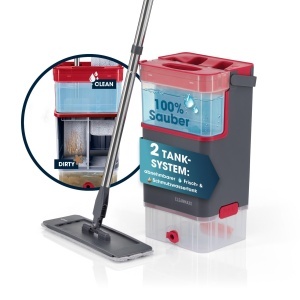 Mop cu rezervor dublu CLEANmaxx Komfort-Mopp DuoTank, 132 cm, 2 lavete microfibra