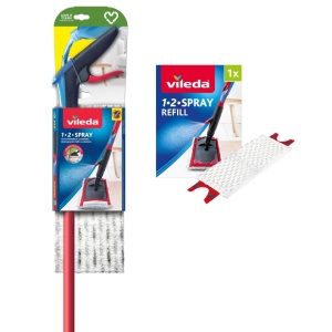 Mop spray Vileda 1-2 Spray rosu cu 2 rezerve microfibra