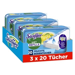 Mop umed Swiffer, 60 servetele umede, putere de curatare ridicata, proaspat parfum citric