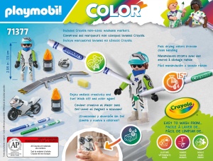 Motocicleta Stunt PLAYMOBIL Color 71377, 18 piese, design creativ, abwashabil - Img 7