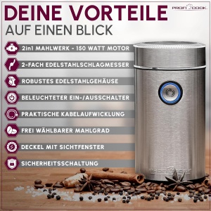 Moulineta de cafea ProfiCook PC KSW 1216, 150W, inox, capacitate 40g - Img 6