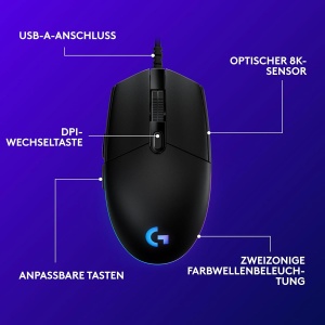 Mouse de gaming Logitech G203, 8000 DPI, RGB personalizabil, 6 butoane, negru - Img 7