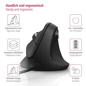 Mouse ergonomic Hama EMC-500, cablat, 3 viteze, 1800 dpi, negru - Img 2