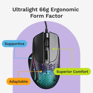 Mouse Gaming Glorious Model I 2 Wired 9 Butoane Programabile Ultrausor 66g Negru - Img 3