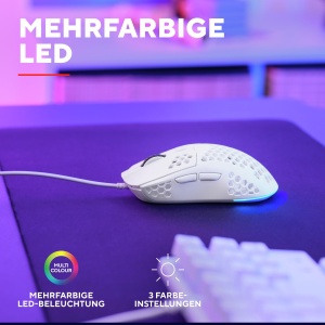 Mouse Gaming Trust Gaming GXT 928 Helox, Mouse USB cu fir ultrausor 65g, DPI reglabil (200-6400), Senzor optic, 6 butoane programabile, Iluminare RGB pentru PC de gaming MMO - Alb - Img 6
