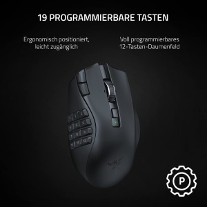 Mouse gaming wireless Razer Naga V2 HyperSpeed 19 butoane programabile senzor optic 30K negru - Img 2