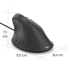 Mouse vertical Hama ECM-500R, 7 butoane, 1800 DPI, negru - Img 5