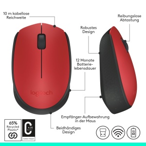 Mouse wireless Logitech M171 12 luni autonomie USB Rosu - Img 8