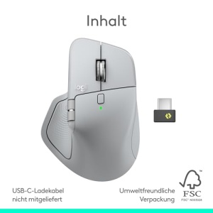 Mouse wireless Logitech MX Master 4 ergonomic feedback haptic incarcare USB-C Hellgrau - Img 11