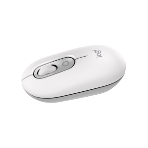 Mouse wireless Logitech POP Bluetooth compact si silentios compatibil cu 3 dispozitive Alb Gri