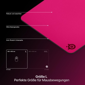 Mousepad Gaming SteelSeries QcK Heavy, Mare 450 mm x 400 mm, Culoare Magenta - Img 4